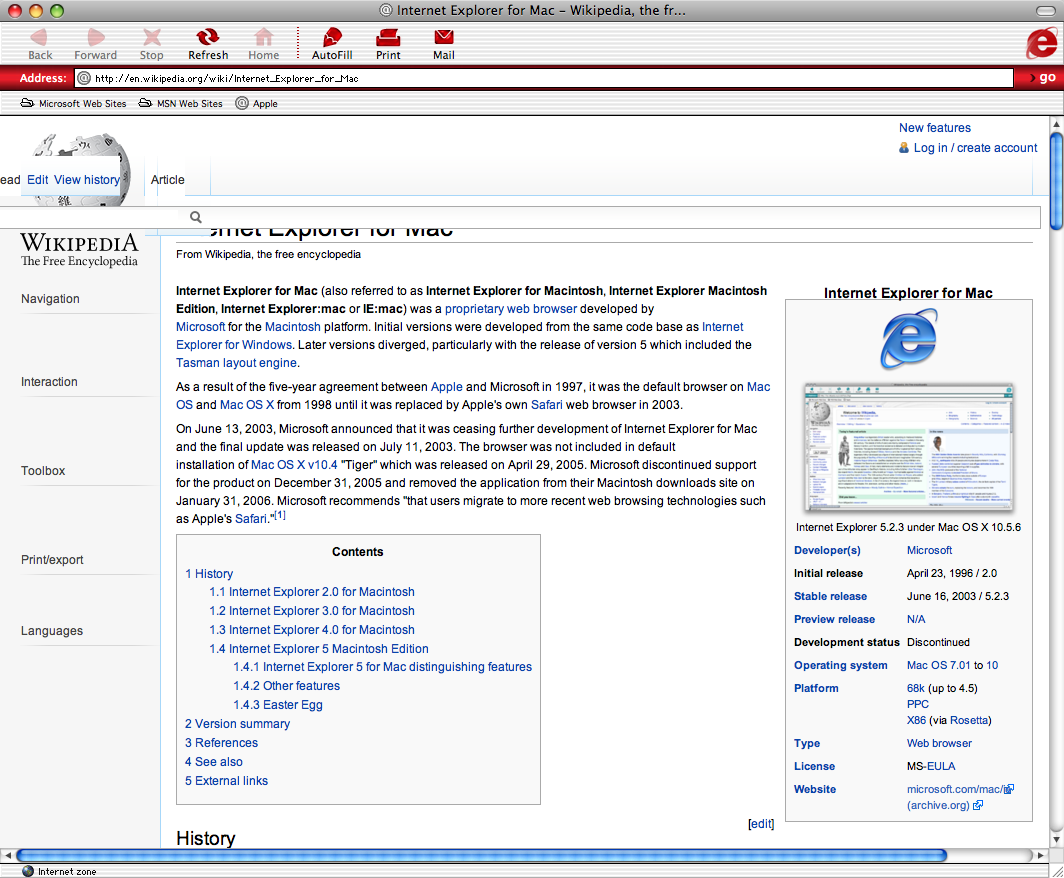 microsoft internet explorer version 5.5 for mac